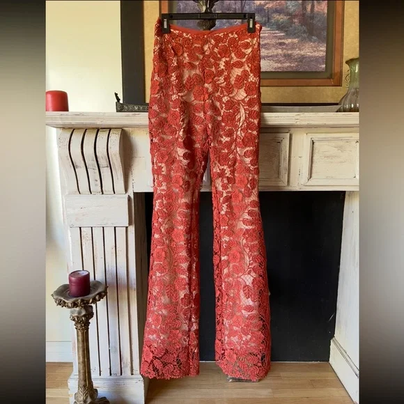 CULT GAIA Kaci Sienna Corded Lace Wide-Leg Pants NWTs Sz 6 - Picture 2 of 11